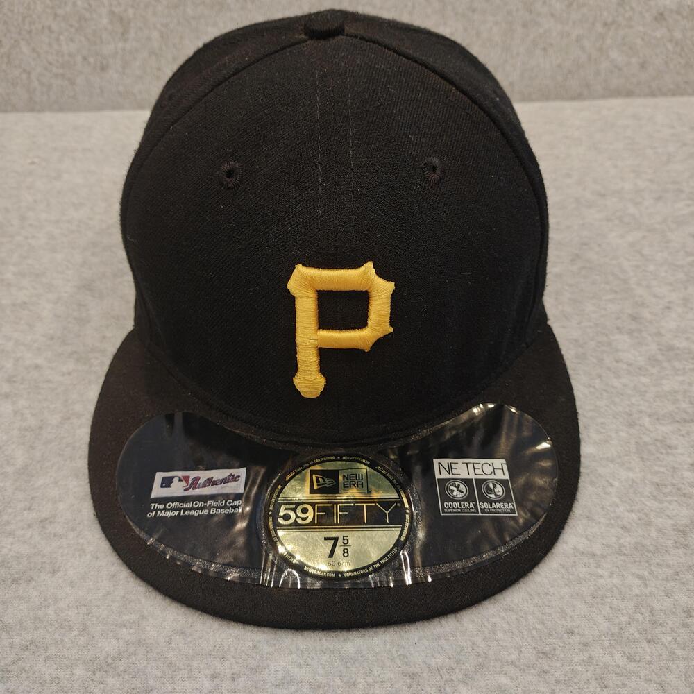 Pittsburgh Pirates Hat Cap Fitted Mens 7 5/8 Black MLB 59FIFTY New Era